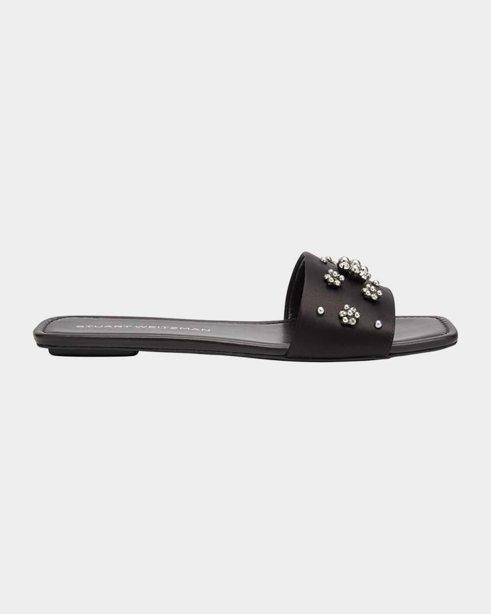 Poppy Embellished Satin Slide Sandals